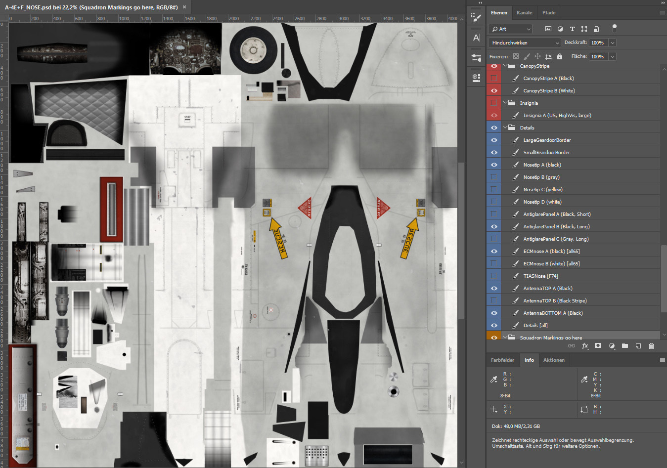 Templates for Thirdwire A-4E & F Skyhawk (4096x4096, layered)