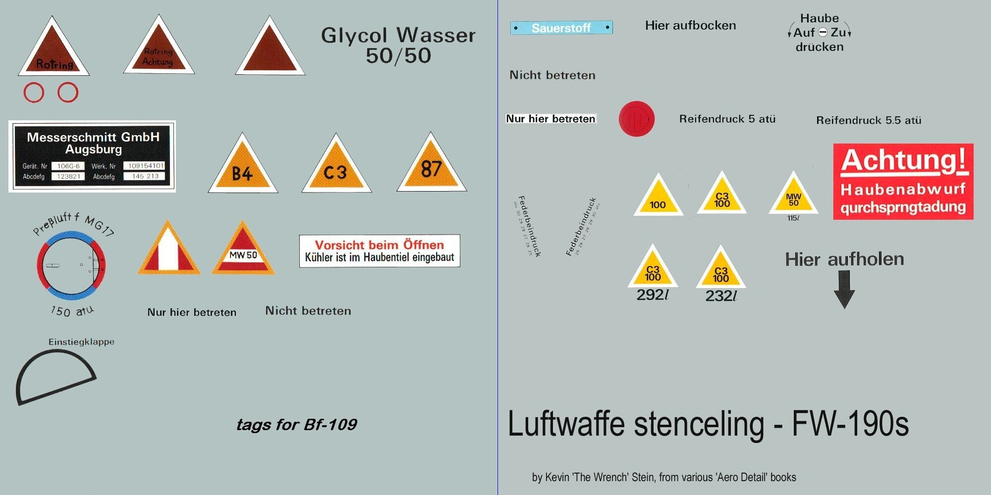 WW2 Luftwaffe stencling for Bf-109s & Fw-190s
