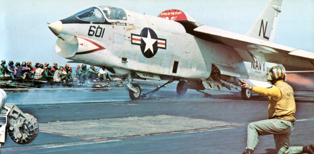 RF-8G_Crusader_of_VFP-63_is_launched_from_USS_Coral_Sea_(CVA-43),_in_1973.jpg