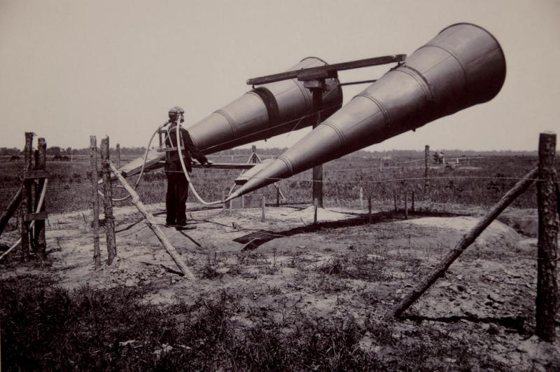 ninghornsusedtolistenforapproachingaircraftduringWWI_ImageondisplayattheScienceMuseumoftheNationalAcademyofSciencesinWashingtonDC_byCurious_expeditionsonFlick.jpg