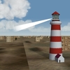 working lighthouse with rotating lightbeam