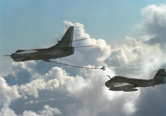 KA-3B Passing gas to a Pacific Missile Center A-6E