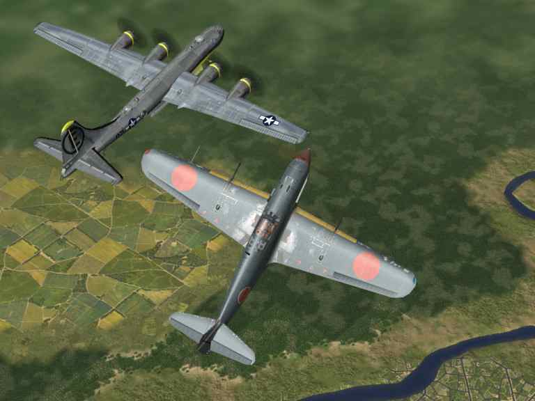 Ki-61 attacking B-29 bomber 