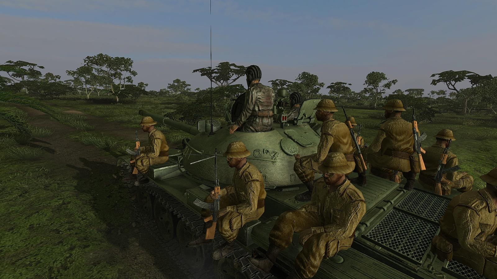 Steel Armour Blaze of War - Angolan T-62 with tank riders