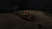 Steel Armor - Blaze of War - a knocked-out T-62 burns during a night mission