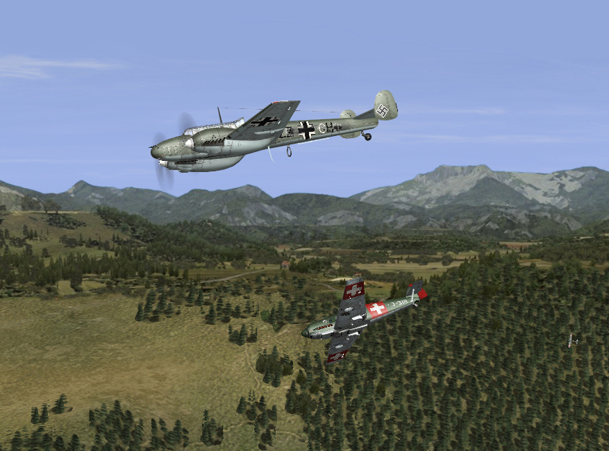 Swiss 04/06/1940 Bf109 E3 against Bf110 C1