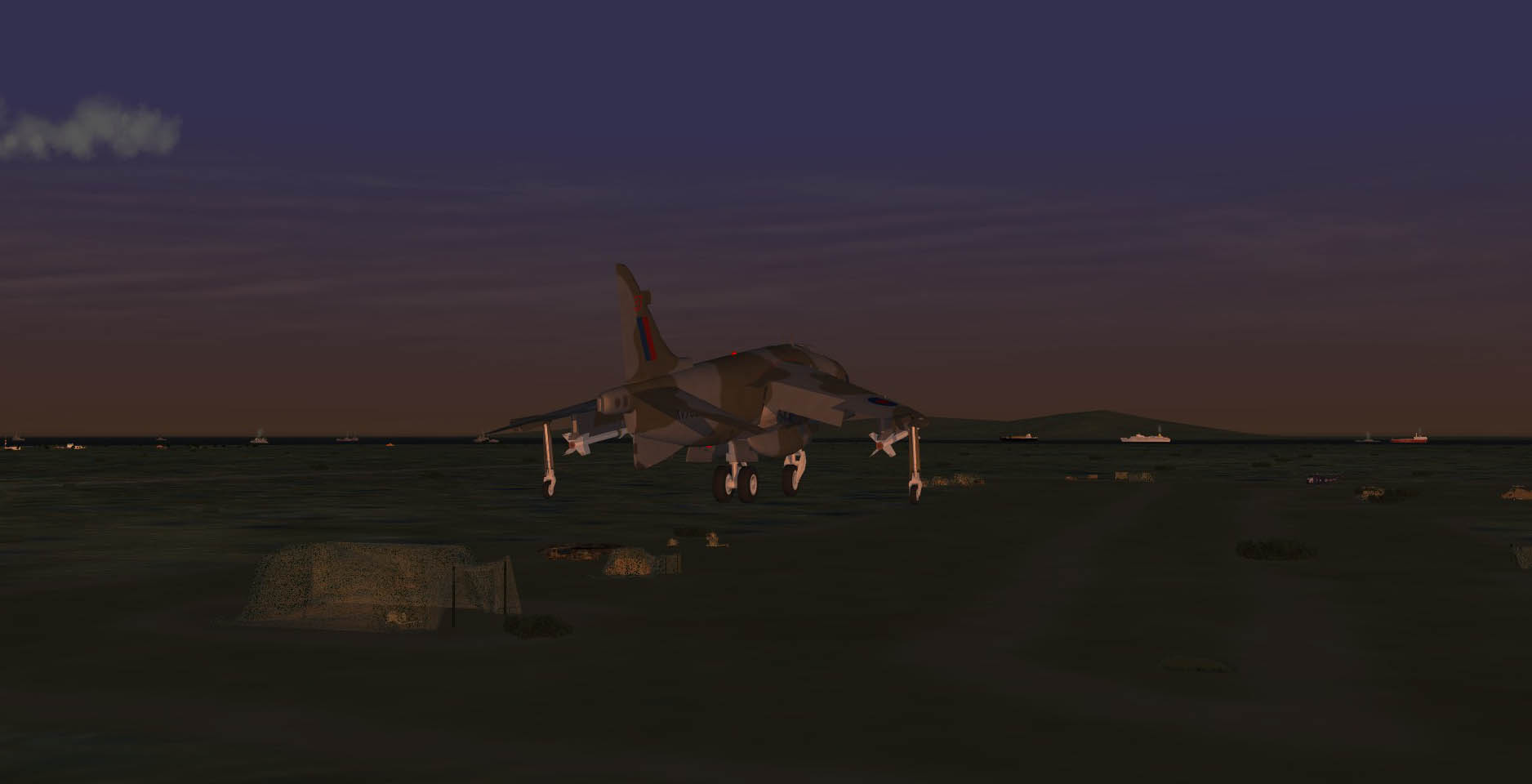 Harrier GR3 landing in San Carlos FOB