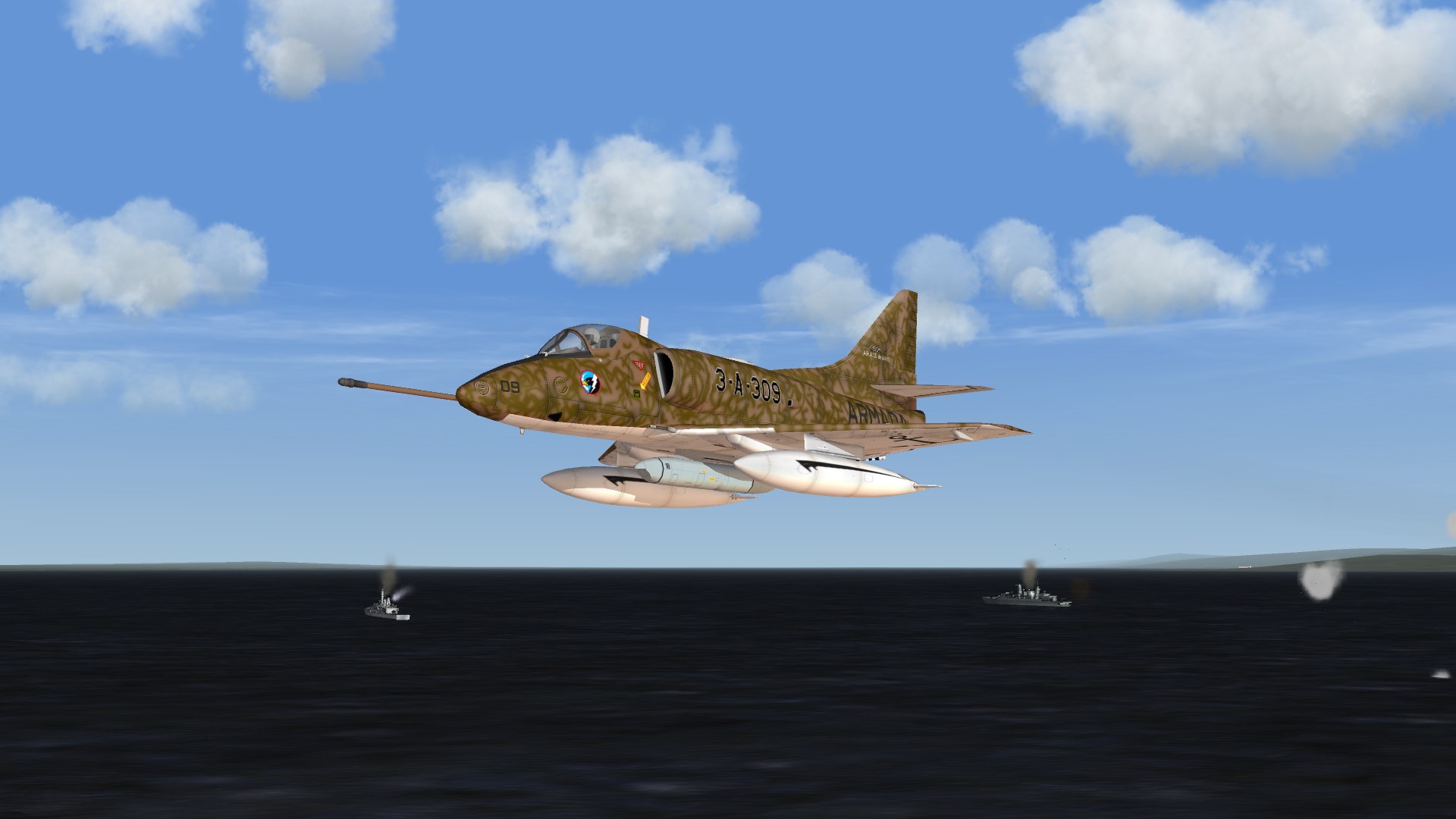 A4Q Skyhawk on risky recon close to the fleet