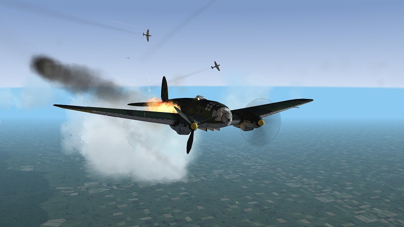 He 111 On fire.