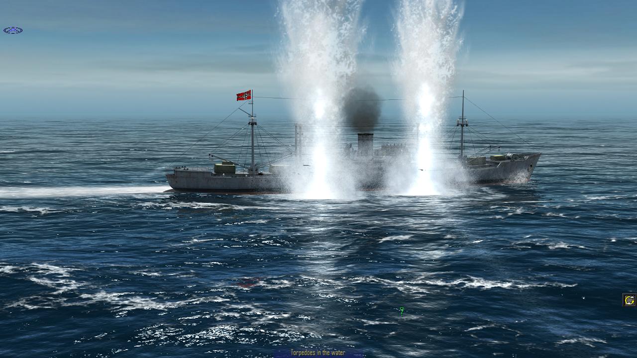 Atlantic Fleet - merchant ship hit by torpedoes