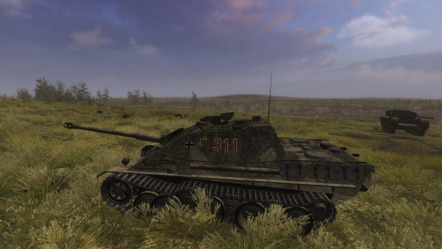 Steel Fury+STA mod: Op Bluecoat mission: platoon leader's damaged Jagdpanther, near the close of the battle