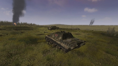Steel Fury+STA mod: Op Bluecoat mission: Jagdpanther engaging Churchills on the reverse slope of Hill 226