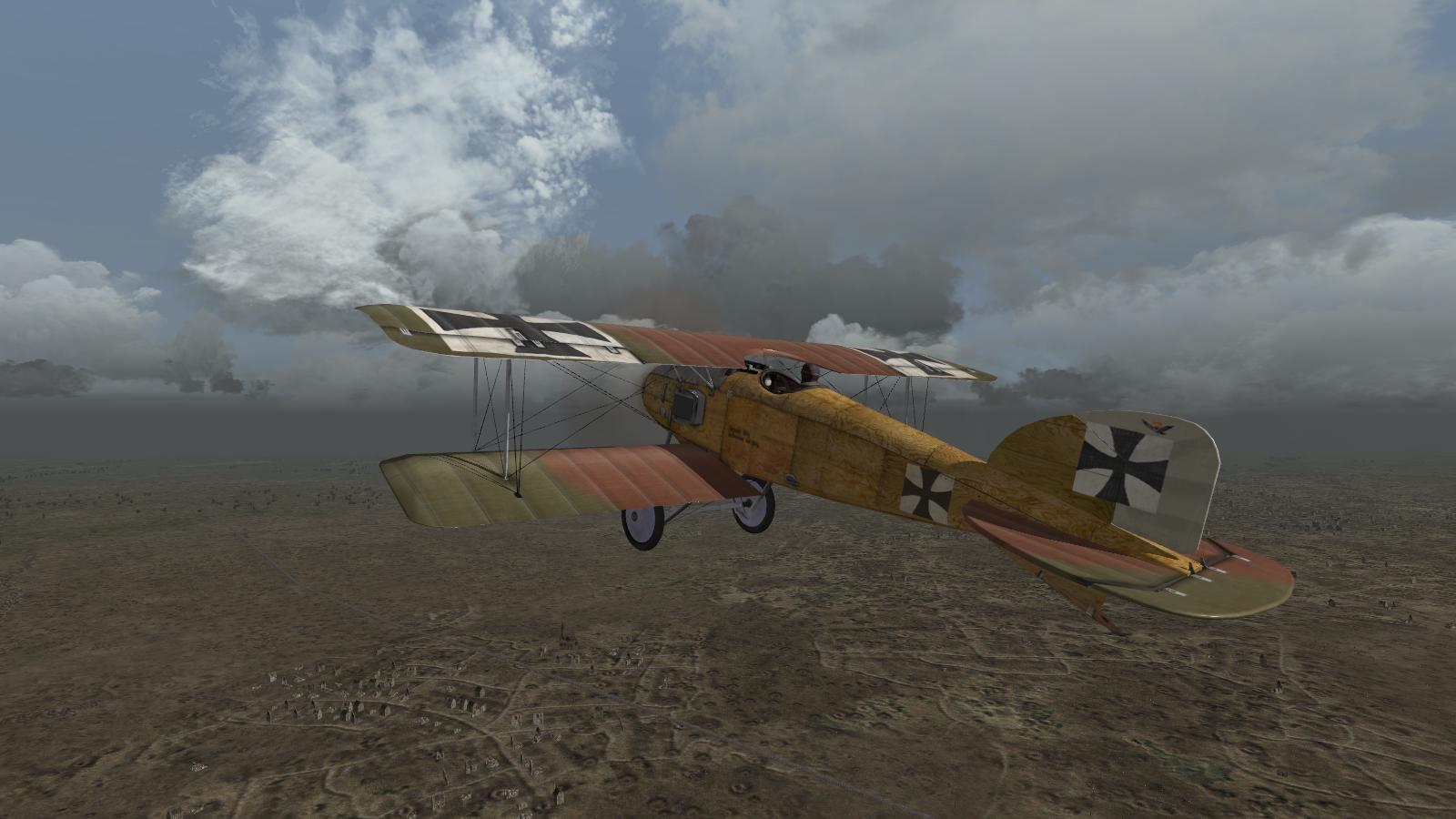 Wings over Flanders Fields - a Jasta 2 Albatros D.II over a ruined town at the lines, October 1916