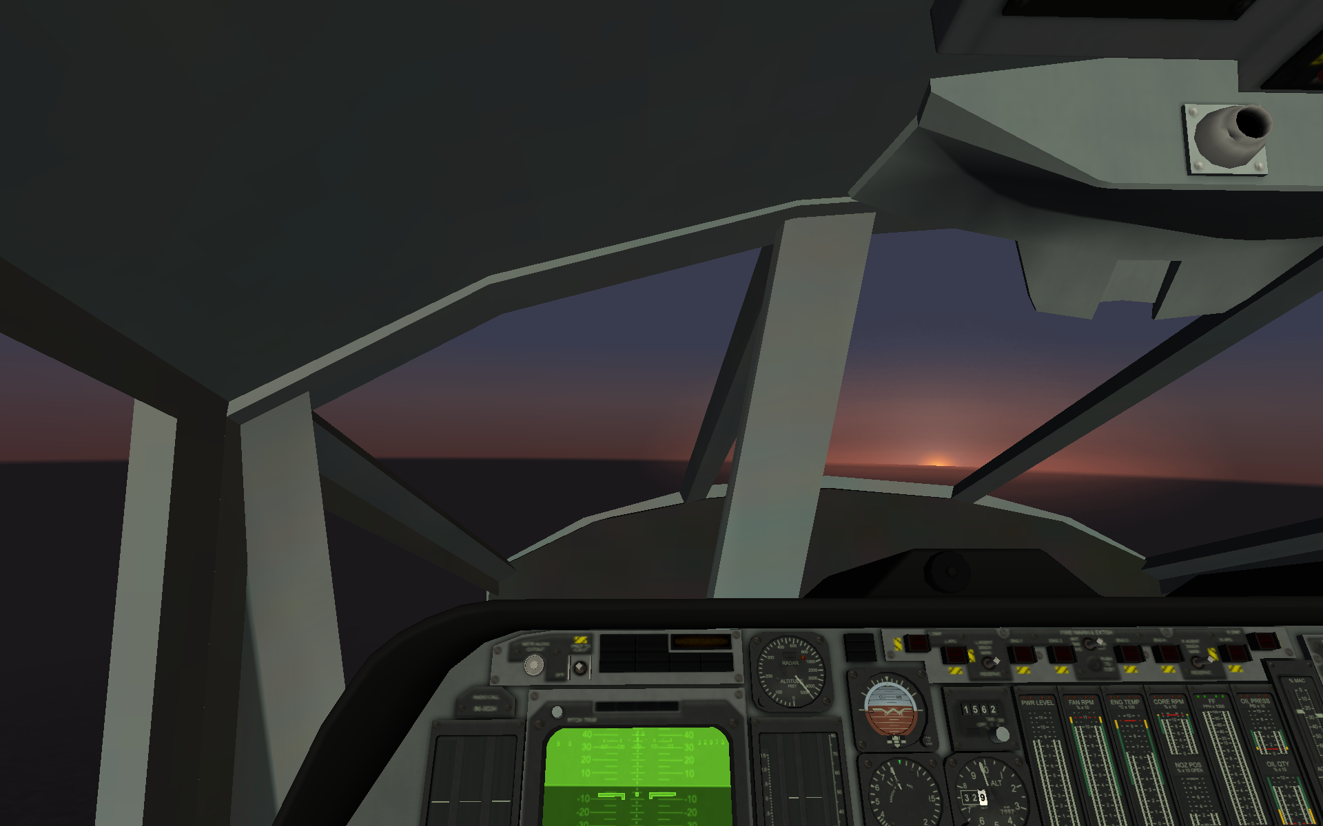 RS 70B cockpit sunrise