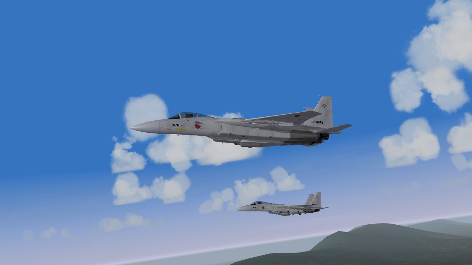 Two F-15Js in the Sky Over Hokkaido