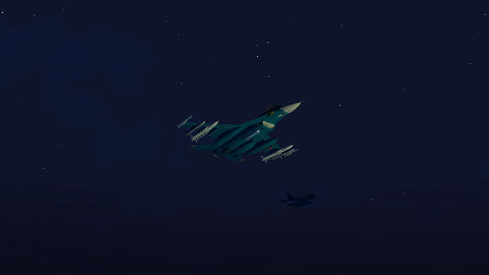 Two F-2As Lit Up by Launched ASM-3
