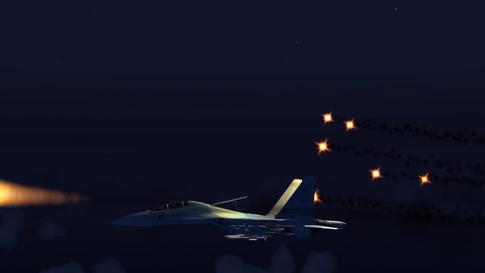Su-30 Firing Missile & Flares