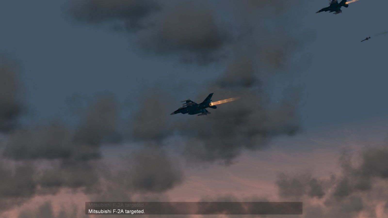 F-2A in Afterburner in the Sunset Sky