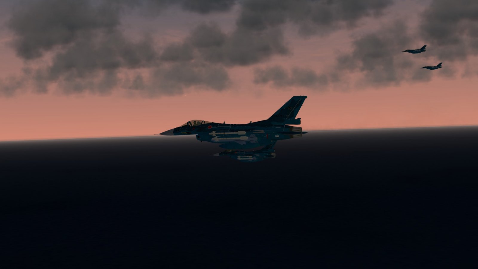 Four F-2As in the Sunset