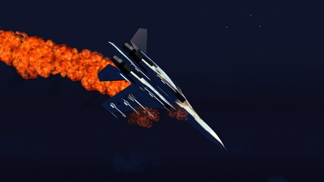 Su-30 Lost A Wing & Aflame