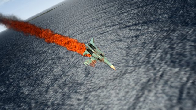 Burning, Tumbling Su-30 Into the Sea