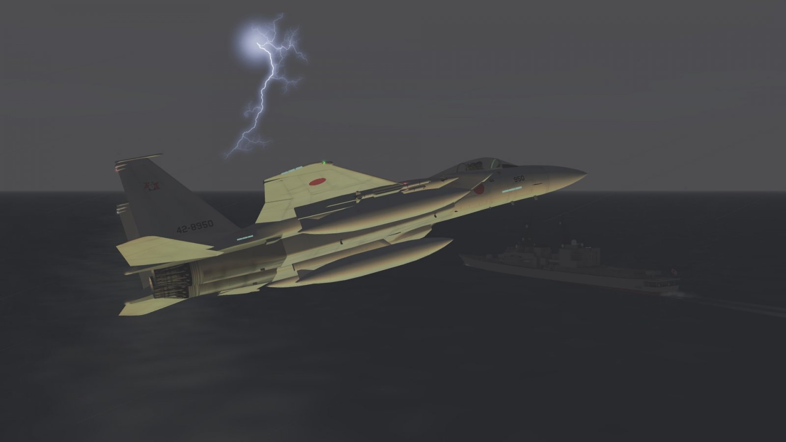 F-15J, Asagiri-Class Destroyer and Lightning Bolts 2