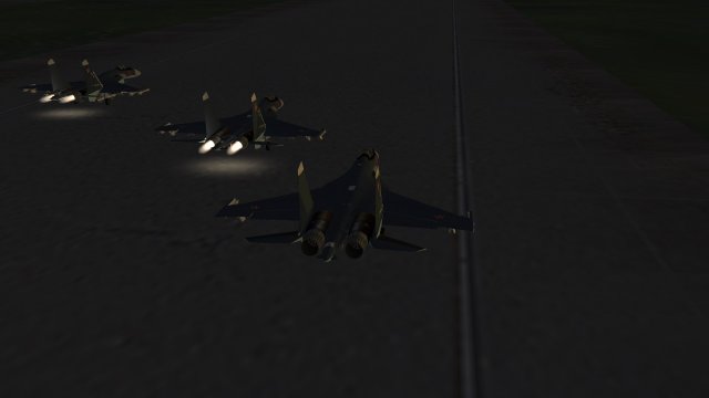Flanker Formation Take-Off in the Kuril Islands Sunset