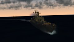 A Udaloy Makes An Aggressive Turn in the North Pacific Sunset