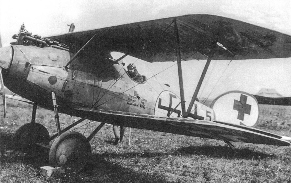Lt. Josef Raesch of Jasta 43 in his colorful Albatros D.Va in 1918.jpg